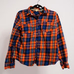 Mossimo Supply Co Flannel Button Up Shirt Orange Blue Plaid XL Utility Style Photo 0