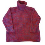 Topshop Red & Purple Chunky Knit Oversized Turtleneck Sweater - Size S Photo 1