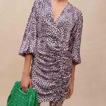 Maje Cinched Mini Dress Pink Leopard Animal Print Size 38 Medium Photo 0