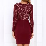Lulus Swoon-er or Later Burgundy Long Sleeve Lace Dress - Size S Photo 1