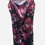 EXPRESS  Red Black Sequins Body Con Mini Dress size 1/2 Photo 0