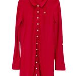 Lacoste  Shirt Dress Red Long Sleeve Button Front Pique Cotton Size 44 / US L 12 Photo 2