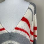 Wooden Ships  Sweater Women M L Striped Long Sleeve Knit V-Neck Mohair Wool Blend Photo 6