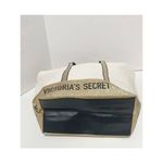 Victoria's Secret Victoria’s Secret Canvas Tote‎ Structured Shoulder Bag Gold Glitter Cream Color Photo 10