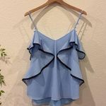 Adelyn Rae Blue Cold Shoulder Ruffle Blouse Top One Size NWOT Photo 0