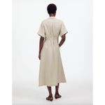 Madewell Pleated Midi Shirtdress 100% Linen A Line Minimalist Oat Beige M NWT Photo 3