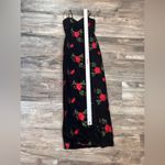 Honey and Rosie  SMALL Sleeveless Embroidery Red Rose Black Maxi Dress #254 Photo 6