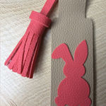Handmade Charming Pink and Tan Faux Leather Bunny Key Holder Photo 0