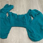 Majorelle  Teal Puff Sleeve Crop Top Photo 2