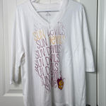 Jansport EUC‎  women’s solid white 1/2 sleeve Sun Devils v-neck tshirt top XXL Photo 0