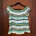 Southern Tide  Beatrix Stripe Off the Shoulder Top in Offshore Green Photo 1