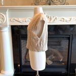 Romwe Crop Cable Knit Sweater Light Tan V Neck Womens Small Photo 2