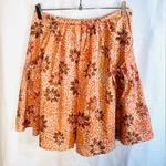 Size 8 Intuition Skirt Orange and brown floral print skirt with pockets cotton. Photo 0