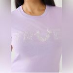 True Religion Brand Jeans Studded Logo Graphic T-Shirt Rhinestones Lavender Top Photo 1