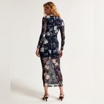 Abercrombie & Fitch NWOT   Long-Sleeve Mesh Midi Dress Navy Floral Medium Photo 3