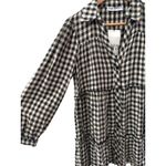 ZARA Gingham Plaid Button Front Tier Layered Mini Dress Black Size XS Photo 4