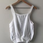 Joie  100% Linen White Smocked Waist Tank Top Sleeveless lace straps button side Photo 1