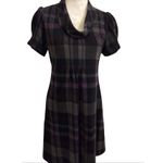 JH Collectibles Purple Plaid Cowl Neck Short Sleeves KneeLength Plaid Dress XL Gray Photo 2