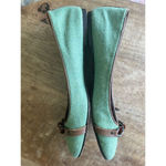 J.Crew Women’s Green Wool Ballet Flats Leather Lining and Chain Detail, Sz 7 Green Photo 5