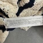 ZARA  Woman Cropped Knit Top L Navy White Stripe Off Shoulder Puff Sleeve Ruffle Photo 4