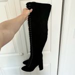 Forever 21 over the knee lace up heeled boots Sz 9 Photo 2