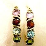 Ross Simons Ross-Simons Vermeil Gold Plated Sterling Silver Multi Gem Stone Hoop Earrings Photo 4