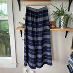 Vintage 40s 50s Navy White Striped High Waisted Pleated Wide Leg Cropped Pants Blue Size 26 Photo 3