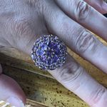 Natural Lavender Amethyst Sterling Silver Cocktail Ring Size 9.25 Gold Photo 3