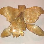 Vintage Gold Tone 3D Shimmer Enamel Orchid Retro Flower Brooch Shoulder Pin Photo 2