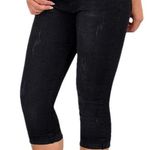 NWT ~ Women's Distressed Black Knee Length Denim Jeans Slim Capri Pants ~ LARGE Size undefined Photo 0