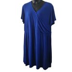 Susan Graver Royal Blue Women’s 3X Dress Faux Wrap NWOT Elegant Photo 4