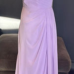 Purple Full Length One Shoulder Chiffon Formal Dress Corset Back Leg Slit Size 6 Photo 0
