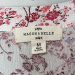 Mason & Belle  Caryn‎ Floral Tassel Tie Short Sleeve Blouse Red White Medium Photo 3