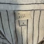 A New Day Linen Blend Shirt Dress White Stripe Midi Medium Pockets Photo 6