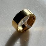 Wide Band Ring, Gold Band Ring, Gold Stacking Ring Photo 1