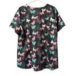 Elle Butterfly Print Scrub Top Size XL Pockets Stretch Nursing Classic Colorful Photo 1