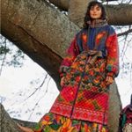 Farm Rio  Puffer Coat jacket M Midi Longline Belted Patchwork Parrot Reversible Photo 6