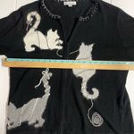 Coldwater Creek  Black Knit Kitty Cat Zip Up Cardigan, Size 2X, EUC Photo 1