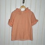 Elizabeth Wilson Seersucker Top Orange & White 799 Size XS Photo 3