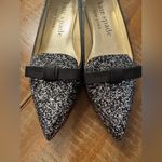 Kate Spade  Poppy Flats Black and Silver  Glitter Bow Photo 4