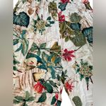 Tropical Coastal Jungle Leafy Floral White Green Sleeveless Side Slit Jumpsuit Size L Photo 2