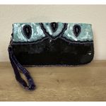 Ecote Beaded Purple Blue Shiny Metal Glamour Sequin Wallet Clutch Wristlet Vtg Photo 1