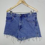 ZARA Women's High Rise Cut Off Denim Shorts Light Blue Frayed Hem Pockets Sz 12 Photo 3