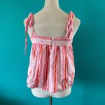 SZ Blockprints Emma Tank Pink Striped Tie Strap Swing Flowy Cotton Top Size M Size M Photo 4