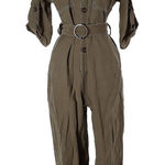 ZARA Khaki Jumpsuit With Contrasting Topstitching - S Photo 0