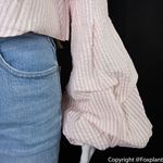 NWT Petersyn Silvia Long Sleeve Cotton Cropped Top w/ Bell Sleeves, Roses‎ Pink Size M Photo 11