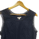 Merona Womens Navy Lace Top L Lined Crochet Overlay Cottagecore Boho Cowgirl Photo 8
