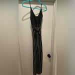 Black & White Striped Pinstripe Paperbag Waist Jumpsuit Photo 1