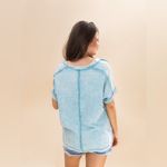 Zenana Outfitters NWOT Acid Washed Double Gauze Short Sleeve Shirt Lavender Size Small Photo 4