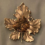 Sylvia Dahl Signed Brooch Scarf Clip Bronze Butterfly Silver Maple Leaf 2x2.5” Brown Photo 0